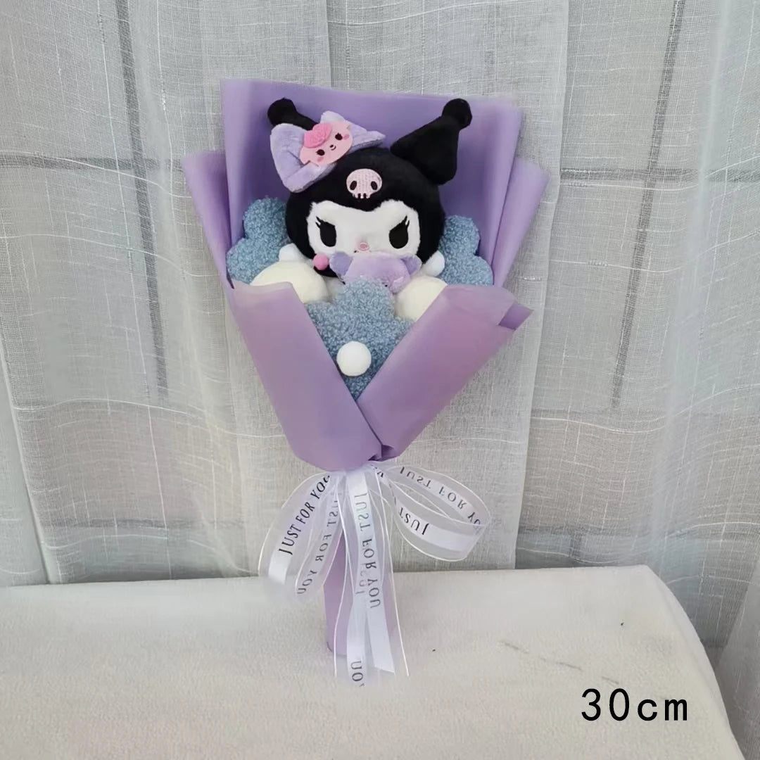 Kuromi Plush Doll Bouquet Sanrio Hello Kitty My Melody Cinnamoroll Stuffed Plushies Valentine's Day Christmas Birthday Gifts