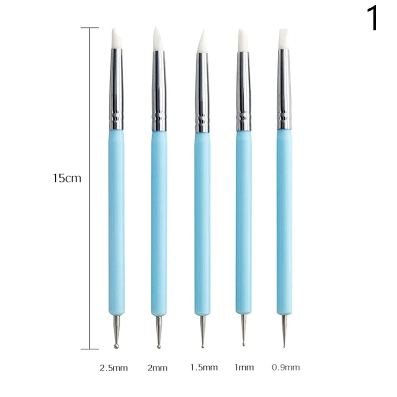 ZZ-5Pcs/set Silicone Clay Sculpting Tools For Brush Modeling Dotting Nail Art Pottery Clays Tool DIY Carving Ceramics Sculpture