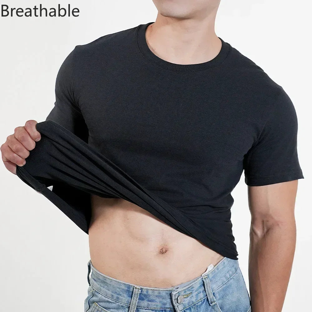 Men T shirts Polyester Thin Short-sleeve Tee Fitness Muscle Joggers Bodybuilding Quick Dry tshirt Male Gym Clothes Oversize tops