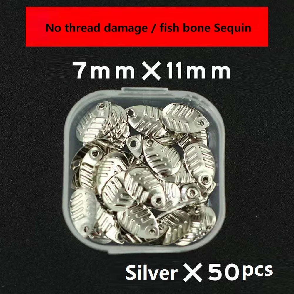 50Pcs/lot DIY Fishing Spinner Sequin Rings Bait Lures Makou water drop tablet Anti secant line Metal Noise Spoon Accessories