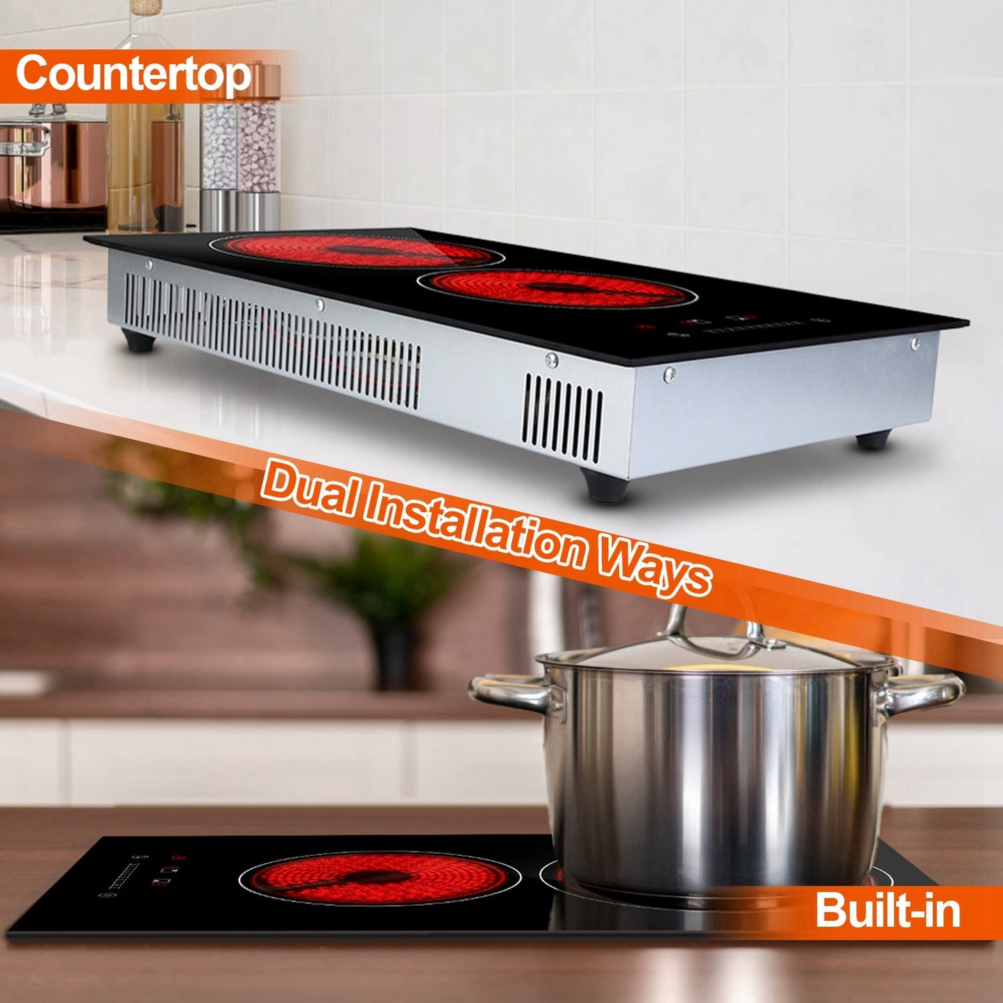 1Pc Dual Induction Burners Electric Cooktop 110V Total 1900W Electric