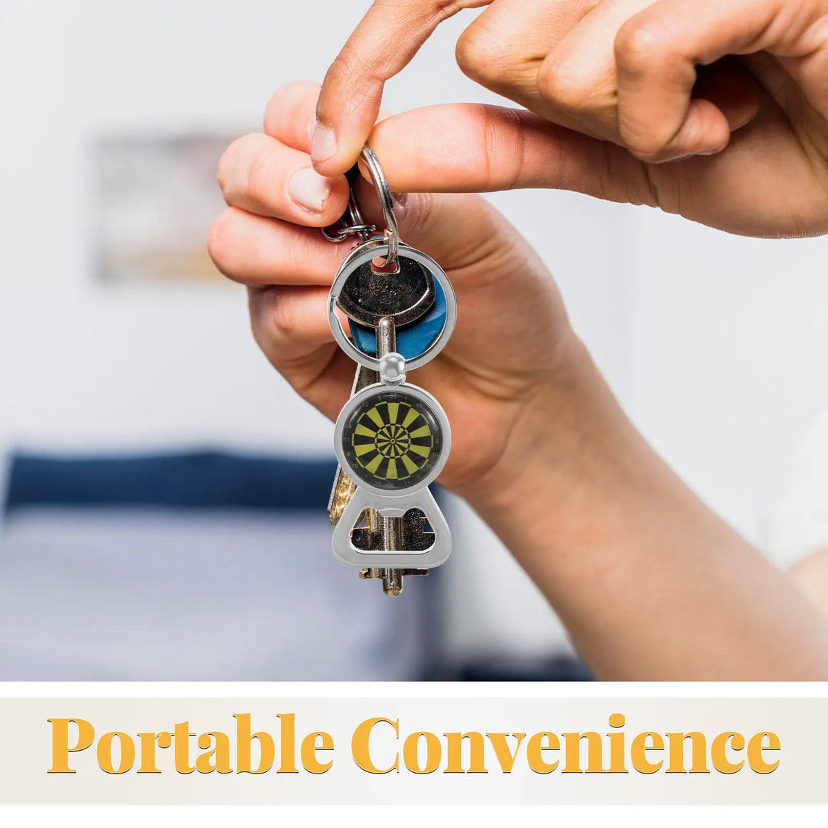2Pcs Dartboard Bottle Opener Keychain Creative Sturdy Metal Portable Pocket Size Sports Theme Key Ring Backpack Charm for Men
