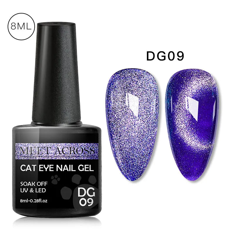 9D Reflective Magnetic Gel Nail Polish 7ml Shiny Glitter Cat Eye Nail Gel Varnishes Semi Permanent Soak Off UV Gel Nail Art