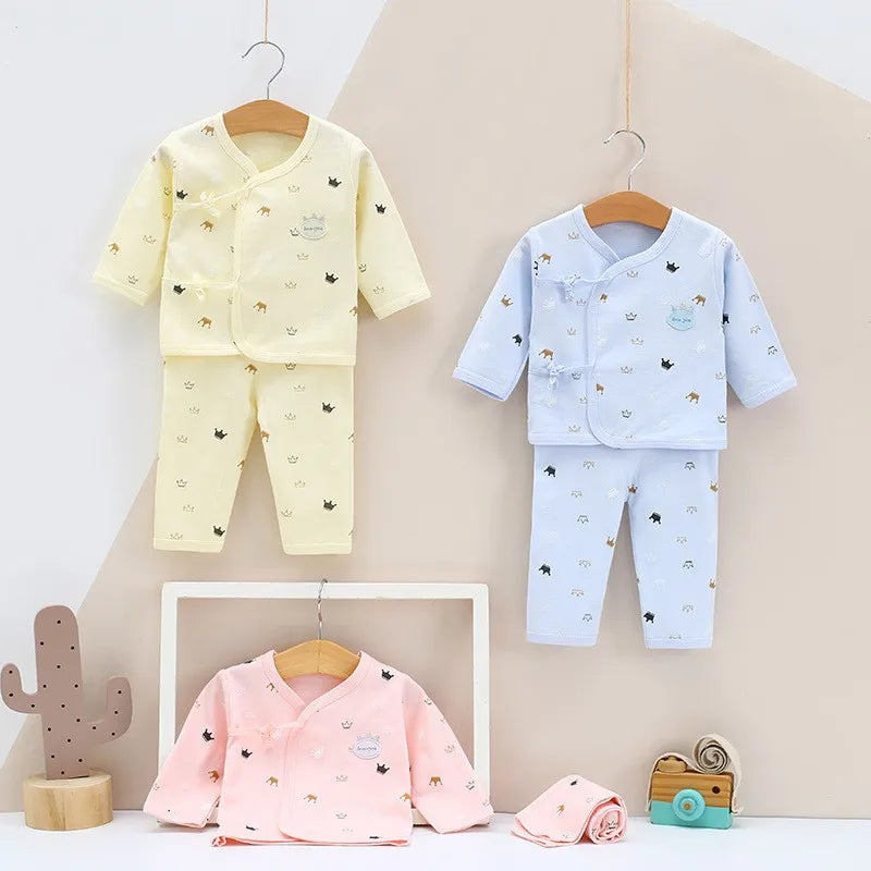 0-3months Newborn Baby Clothes Set Soft Cotton Cartoon Print Baby Underwear Baby Boy Set Autumn Unisex Baby Girls Clothes Set
