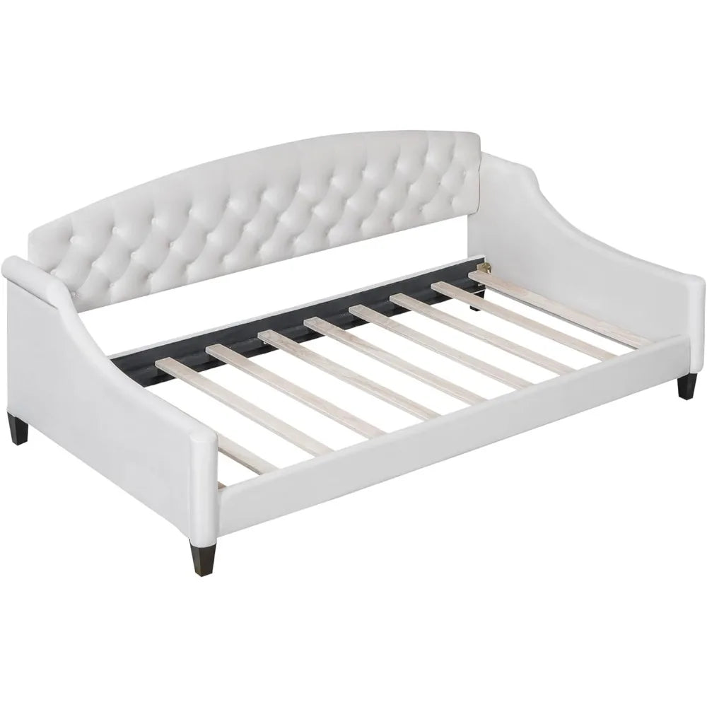 LZ LEISURE ZONE Twin Daybed, Twin Size Luxury Tufted Button Daybed, Upholstered Twin Daybed Frame, Sofa Bed for Bedroom Living R