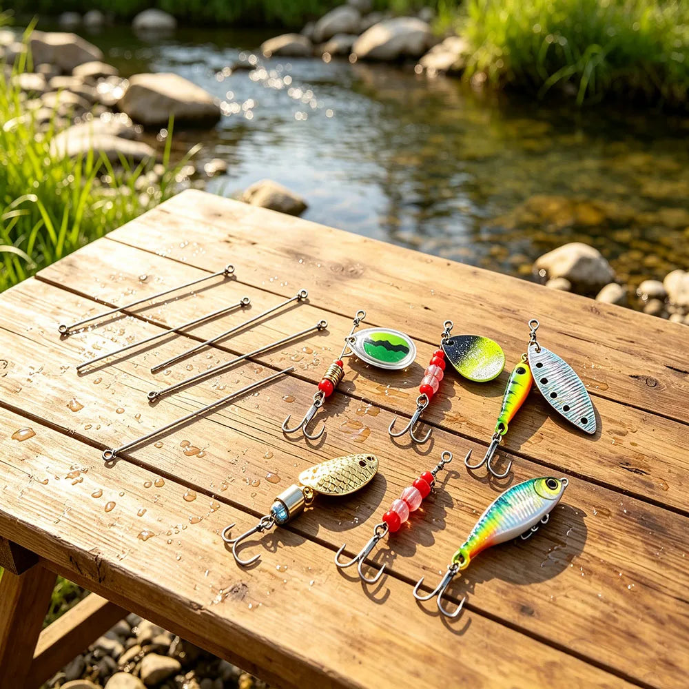 90Pcs Spinnerbait Shaft Wire DIY Spinner Lure Making Supplies Spinner Bait Wire Arm for Bass Trout Freshwater Saltwater Fishing