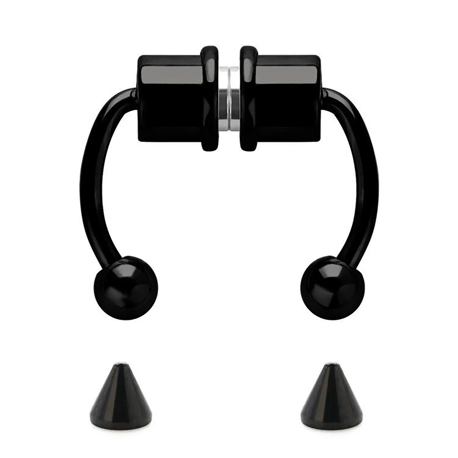 1/4pcs Women's Fake Nose Rings - Magnetic Stainless Steel Septum Hoops, Rock Hip Hop Body Jewelry