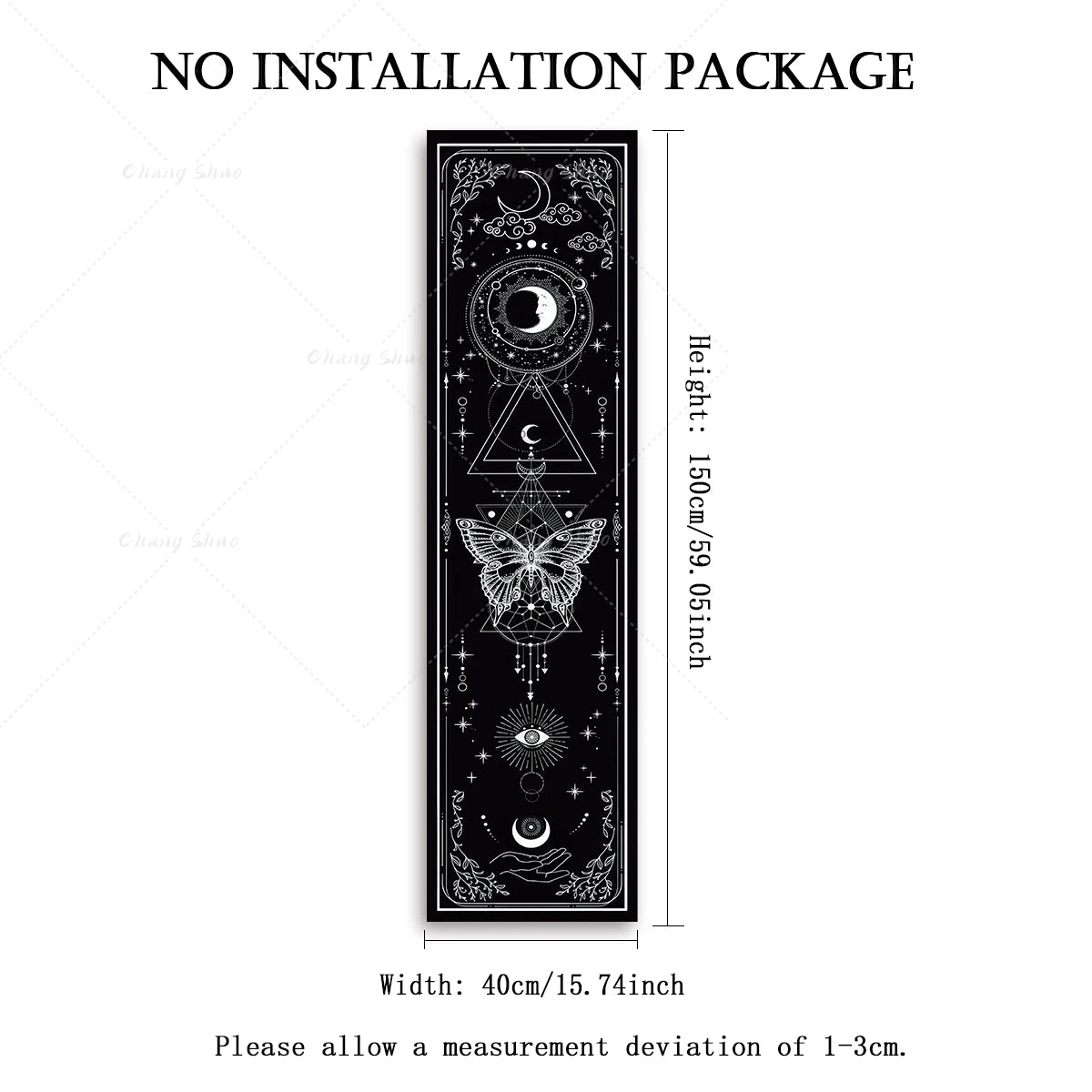 Gothic Witchy Sun & Moon Vertical Tapestry Black And White Butterfly Wall Hanging For Living Room, Bedroom Aesthetic Home Decor