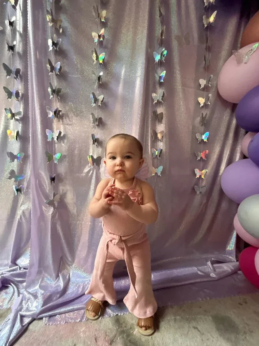 0-24Months Toddler Baby Girl Romper Summer Clothes Cute Ruffles Trim Hanging Neck Jumpsuits Playsuit Come with Belt