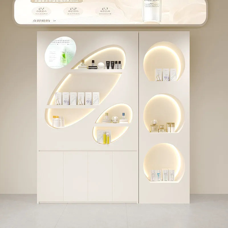 Solid wood paint beauty salon display cabinet High-end atmospheric skin care product cabinet Product rack Cosmetics display rack