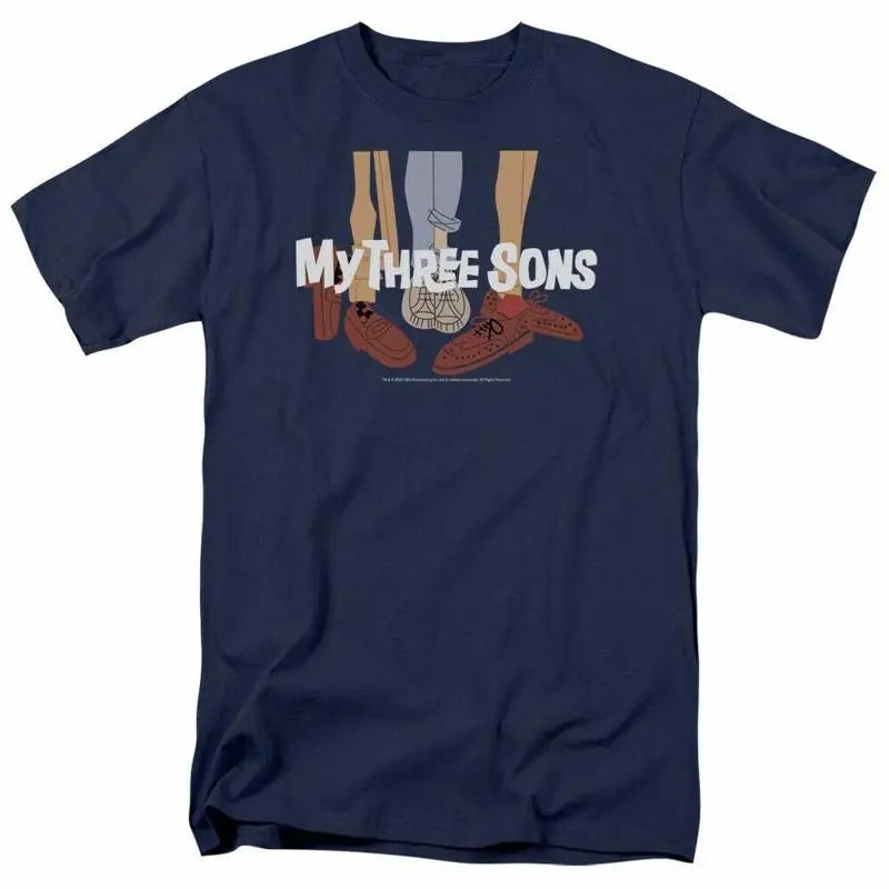 My Three Sons Shoes Logo T Shirt Mens Licensed Classic TV Show Douglas Navy