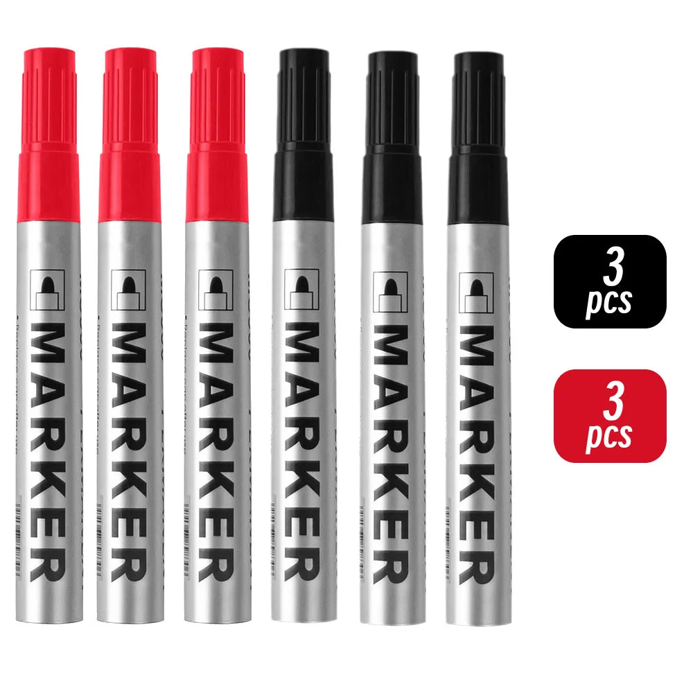Permanent Paint Marker Pen Waterproof Black Pen for Tyre Oily Markers Quick Drying Signature Pen Stationery Supplies