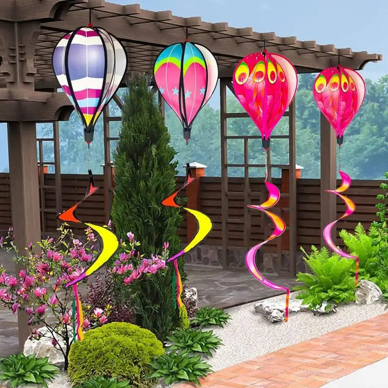 Hot Air Balloon Wind Spinners 3 Pieces Outdoor Lawn Ornaments Garden Decorations For Lawn Patio Seasonal Decor Autumn Easter
