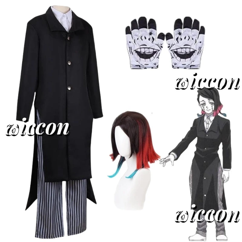 Enmu Demon Cosplay Costume Coat Shirt Pants Glove Wig Halloween Party Men Women