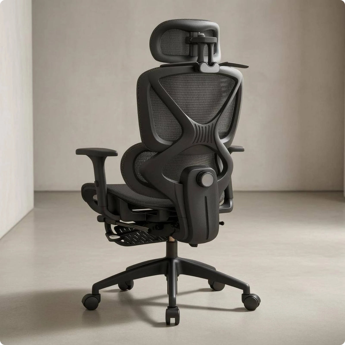 High Back Swivel Chair with Breathable Mesh Padded Armrests Adjustable Headrest Lumbar Support for Modern Work Station