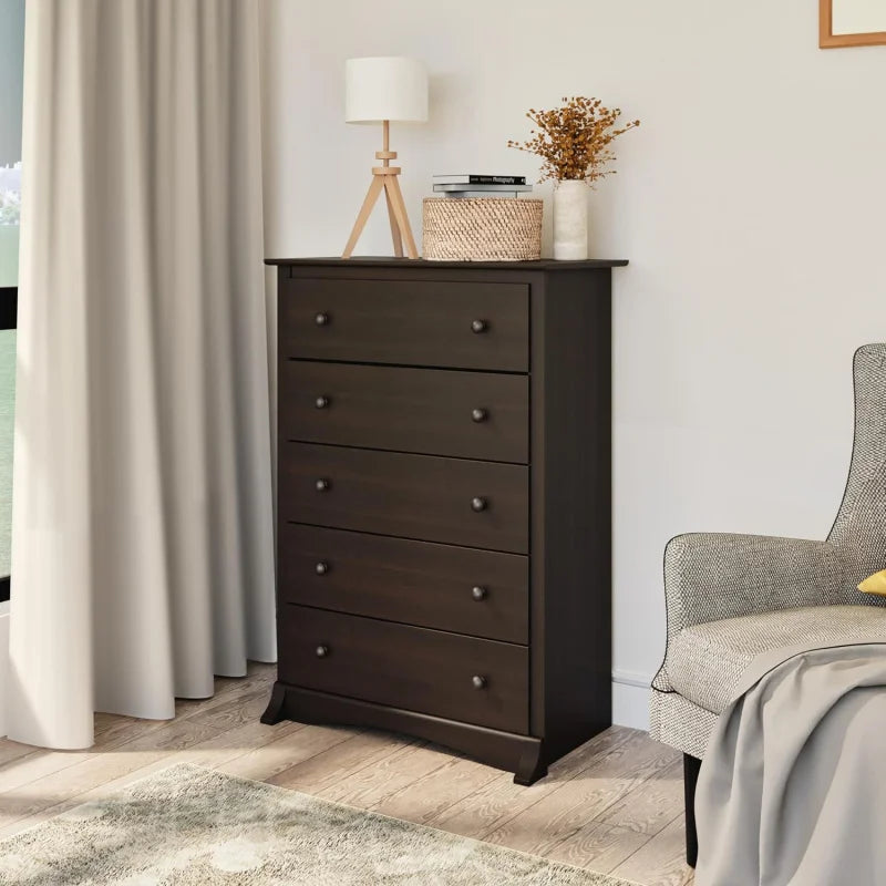 Superior 5-Drawer Chest for Bedroom - Spacious and Stylish Chest of Drawers, Measuring 17.75"D x 31.5"W x 44.75"H,