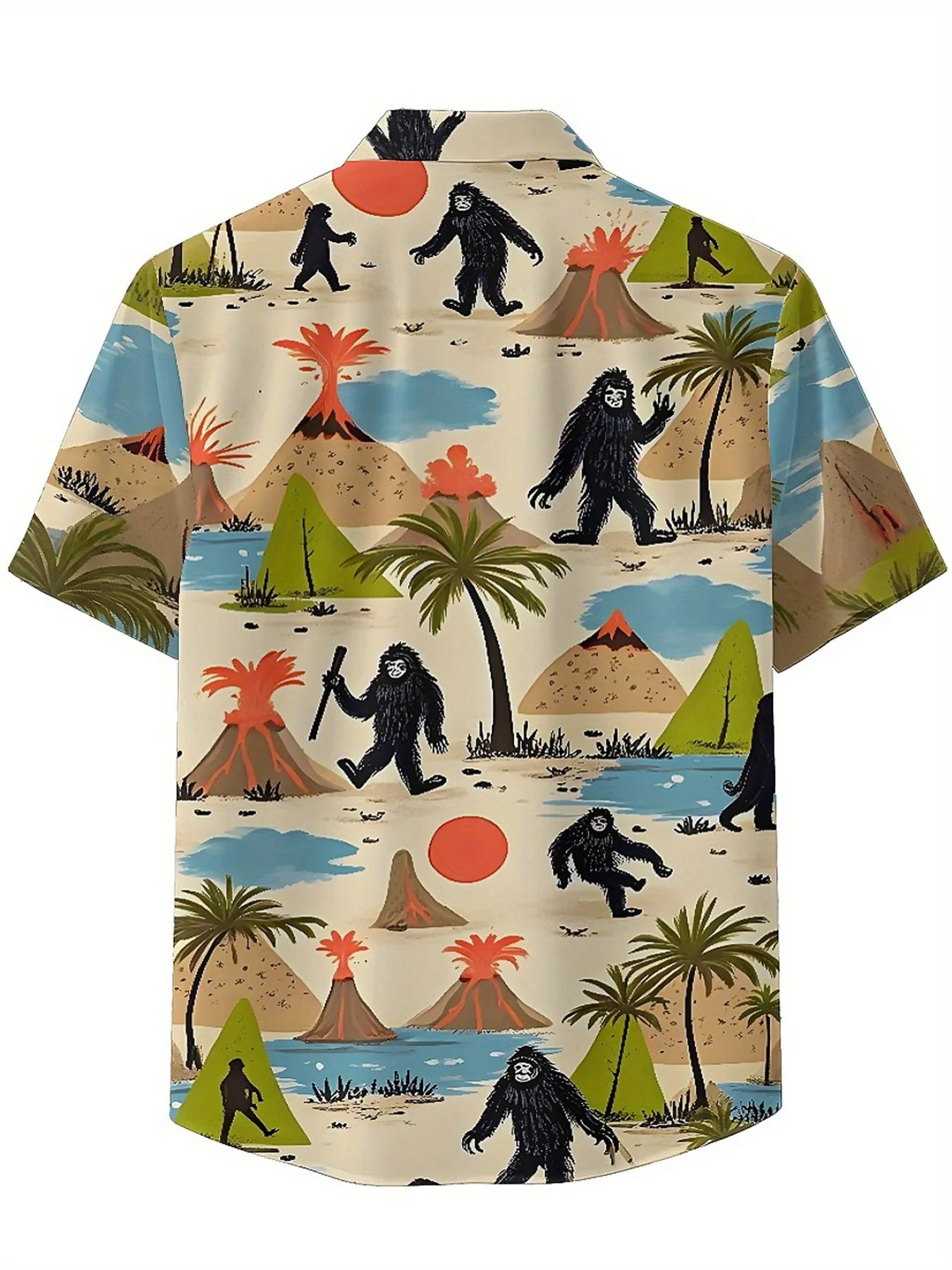 Men's Plus Size Hawaiian Shirts Sasquatch and Natural Wonders pattern, Button Up Shirts, Unisex Casual Clothing, Summer Tops