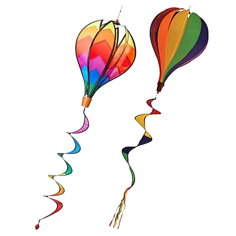 2pcs Hot Air Balloon Windmill Decors Garden Spinners Outdoor Layout Pendants Spiral Balloon Yard Decorations Wind Socks Spinners