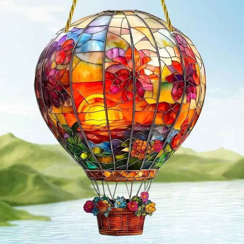 Hot Air Balloon Sun Catcher 2D Acrylic Pendant Home Modern Hanging Decoration Bedroom Living Room Retro Wall Decoration Pendant