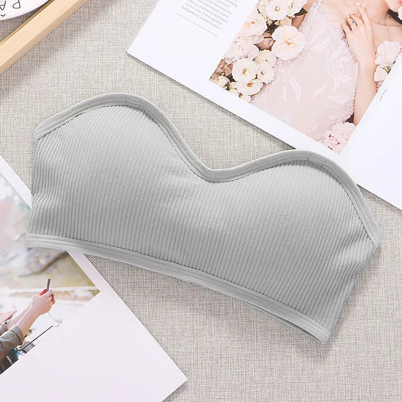 Strapless Women Tube Top Sexy Cropped Top Invisible Bra Women Seamless Underwear Sexy Lingerie Cotton Bandeau Top Removable Pads