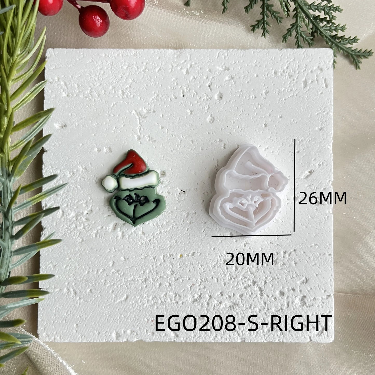 Christmas Cookie Cutter SANTA GRINCH 3 Sizes 2 Cut Versions Earrings Making Mold Polymer Clay Tools Jewellery Tools