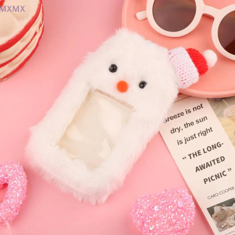 Cute Cartoon Christmas Snowman Plush Photocard Case Photo Card Holder Portable INS Card Case Students Photos Protective Cover
