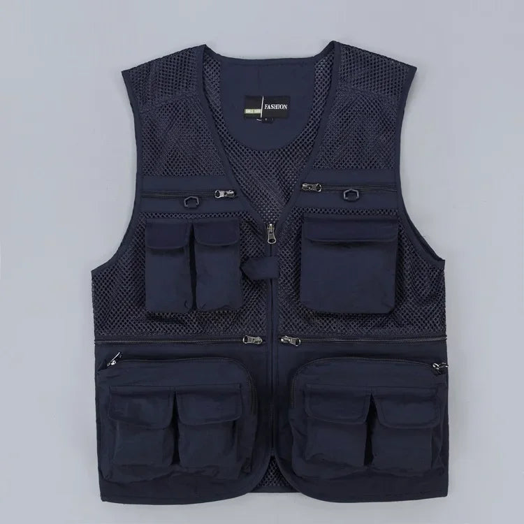 #%Unloading Men's Vest Tactical Webbed Gear Coat Summer Photographer Waistcoat Tool Many Pocket Mesh Work Sleeveless Jacket Male