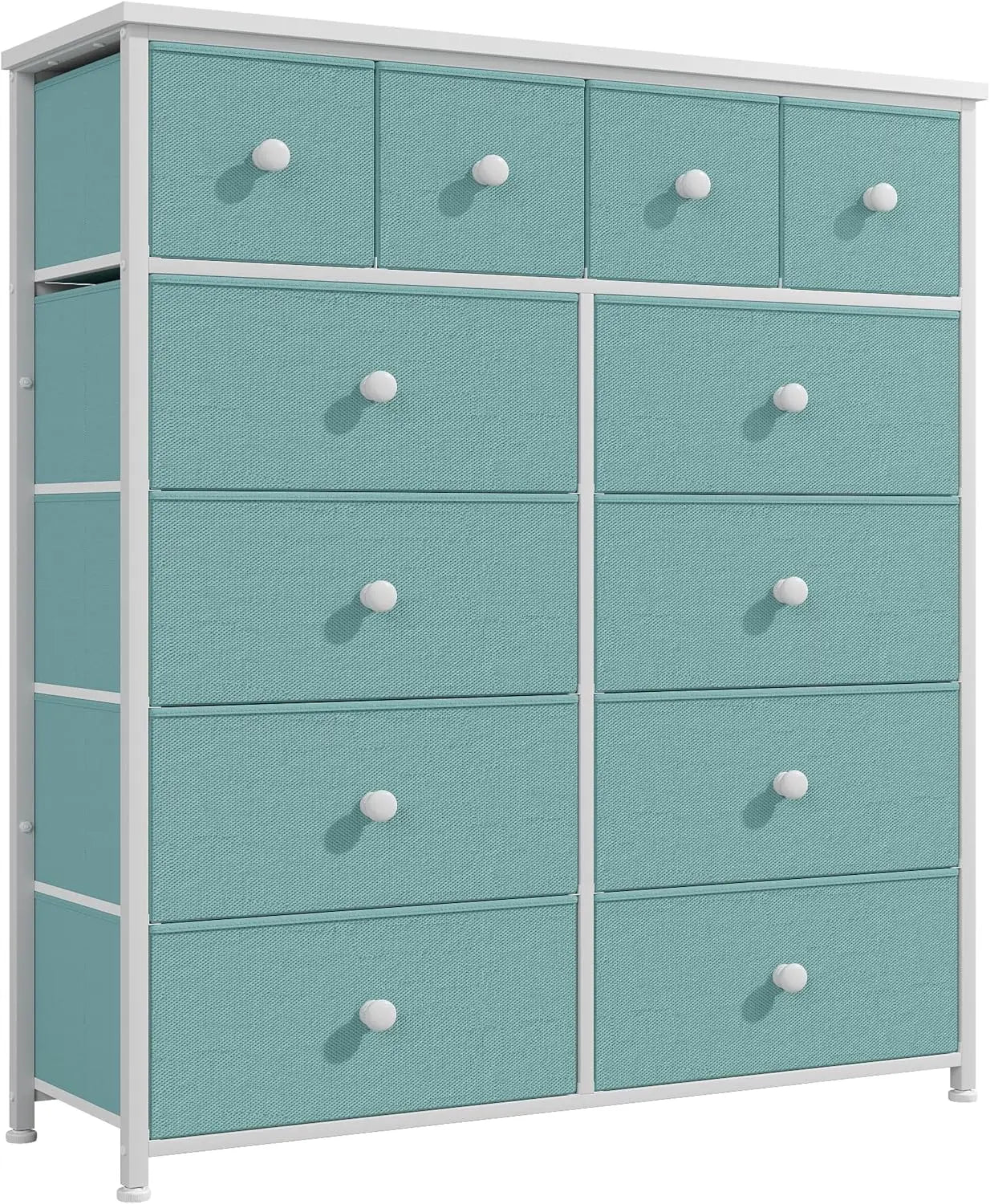 Dresser for Bedroom Tall Dressers for Bedroom Fabric Dressers & Chest of Drawers with Sturdy Metal Frame, Wood Top
