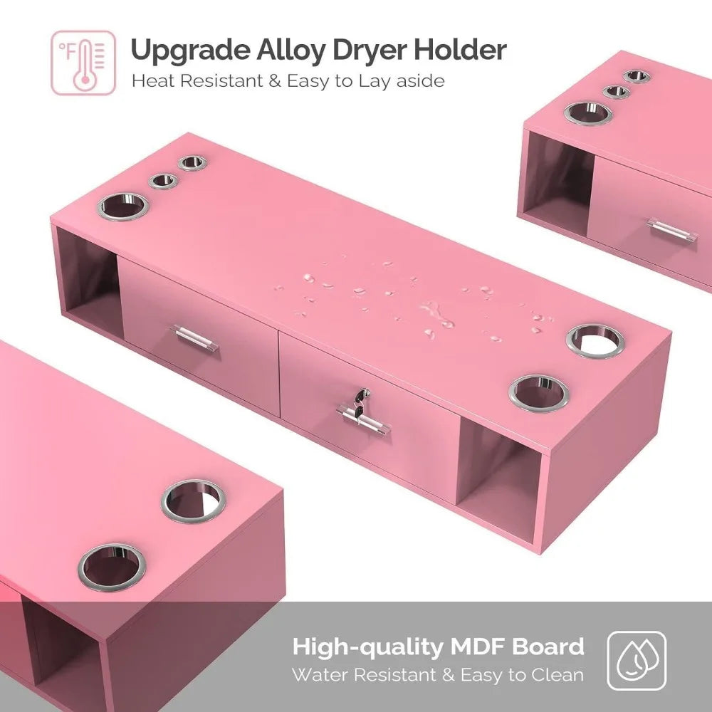 Wall-Mount Salon Station Barber Cabinet Equipment for Hair Stylist Beauty Table