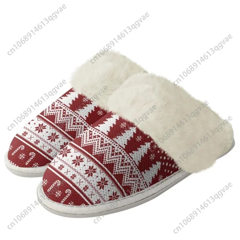 Christmas Snowman Scottish Style Slippers Mens Womens Home Cotton Plush Bedroom Keep Warm Custom Thermal Lightweight Slipper