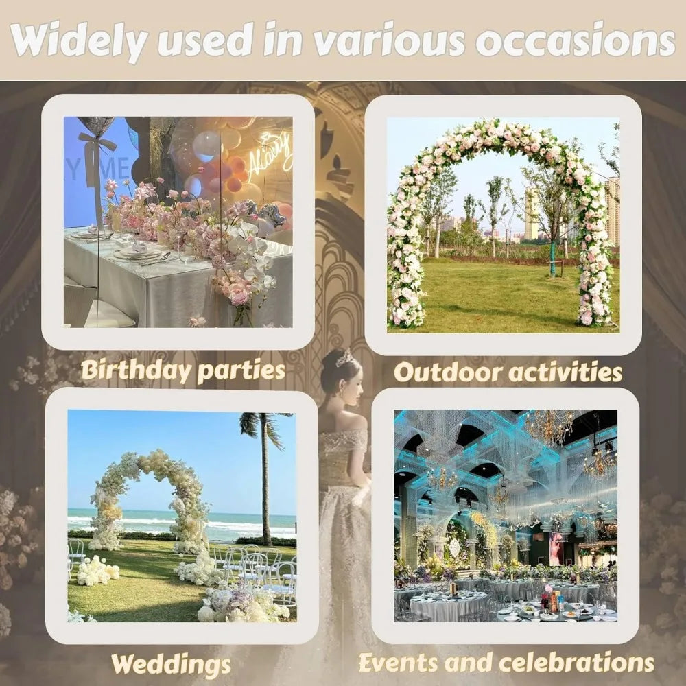 8.53Ft Metal Wedding Garden Arch Trellis, Gold/White, Balloon Archway Decoration Stand with Sturdy Base - Indoor Outdoor Party C
