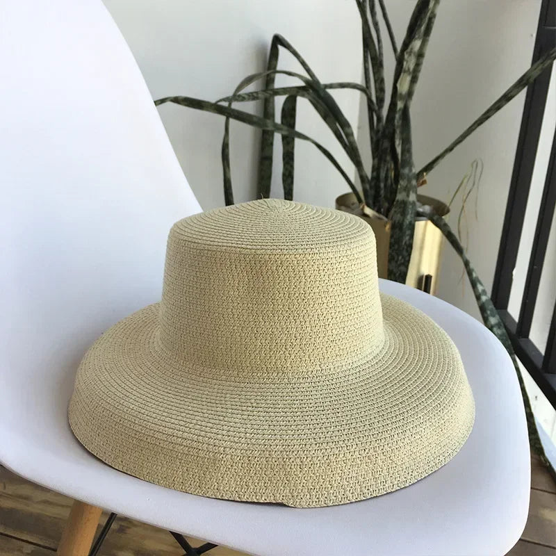 2025 New Audrey Hepburn straw hat sunken modelling tool bell-shaped big brim hat vintage high pretend bility tourist beach ★ ★ ★