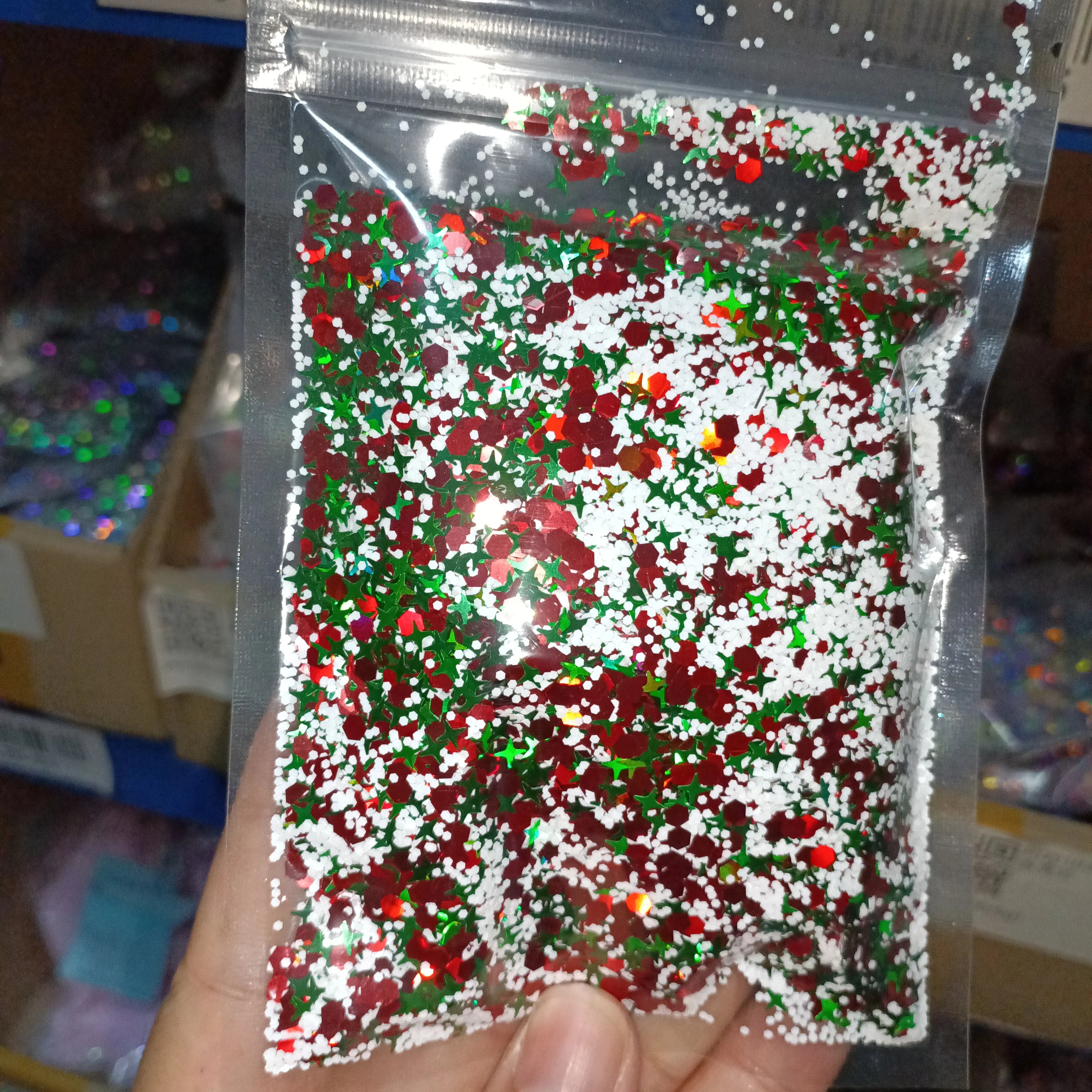 1Bag 50g Christmas Glitter Nail Art Sequins 3D Xmas Tree Snowflakes Star Nail Sparkly Flakes Sequin Manicure Holiday Decorations