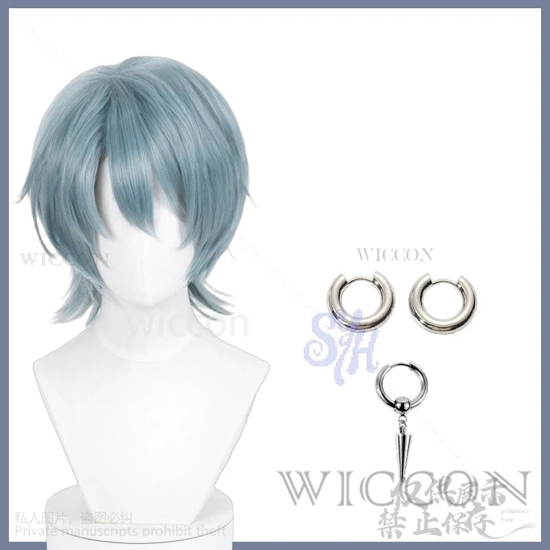 Saja Boy Mystery Anime Movie Demon Cosplay Purple-gray Synthetic Short Straight Hair Wigs Curling Hair Accessories Halloween Cos