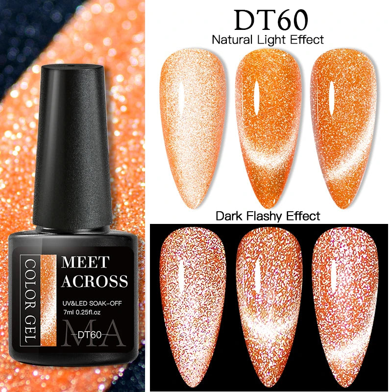 9D Reflective Magnetic Gel Nail Polish 7ml Shiny Glitter Cat Eye Nail Gel Varnishes Semi Permanent Soak Off UV Gel Nail Art