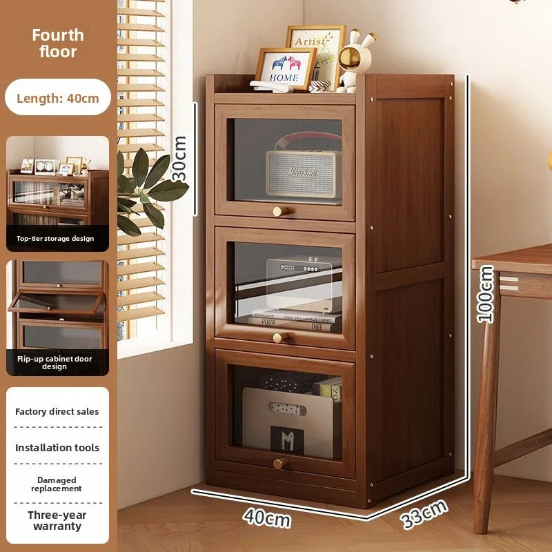 Multi-functional BambooBookcase LargeCapacity Wooden Bookshelf Storage Cabinet Display Rack Home Furniture for Living RoomOffice