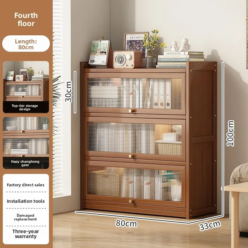 Multi-functional BambooBookcase LargeCapacity Wooden Bookshelf Storage Cabinet Display Rack Home Furniture for Living RoomOffice