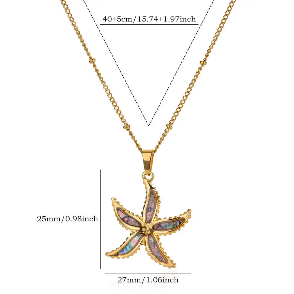 Colorful Starfish Necklaces For Women Gold Color Stainless Steel Starfish Pendant Necklace Wedding Christmas Jewelry Gift