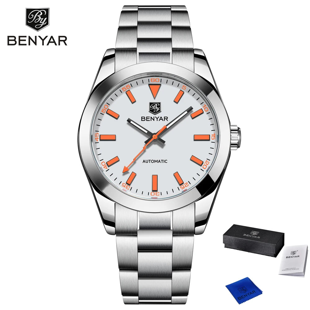 2025 New BENYAR Men's Watches Luxury Mechanical Wristwatches Automatic Watch For Man Luminous Waterproof Clock Men Gift With Box