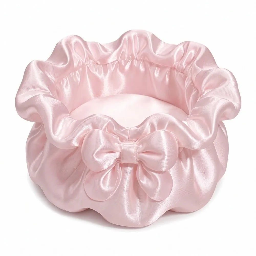 3D-Printed Petal Bow Storage Box Multi-Function Satin Ruffled Desktop Storage Box Elegant Ornaments Jewelry Storage Case