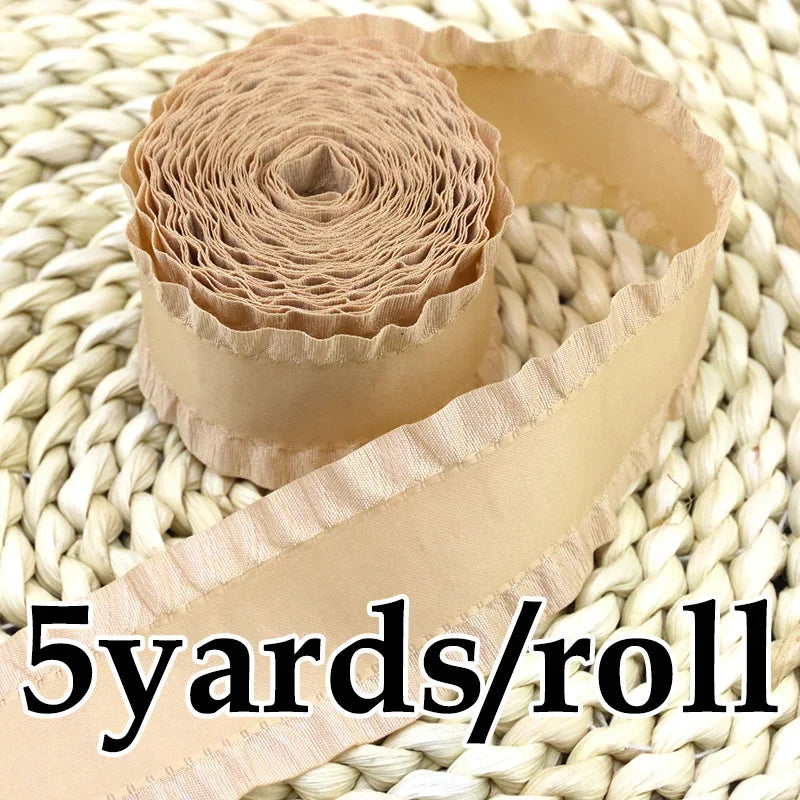 (5Yards/roll) 4cm Skirt Shape Satin Ribbon Hair Bow Gift Wedding Christmas Lace Sewing Accessories Tablecloth Curtain Decoration
