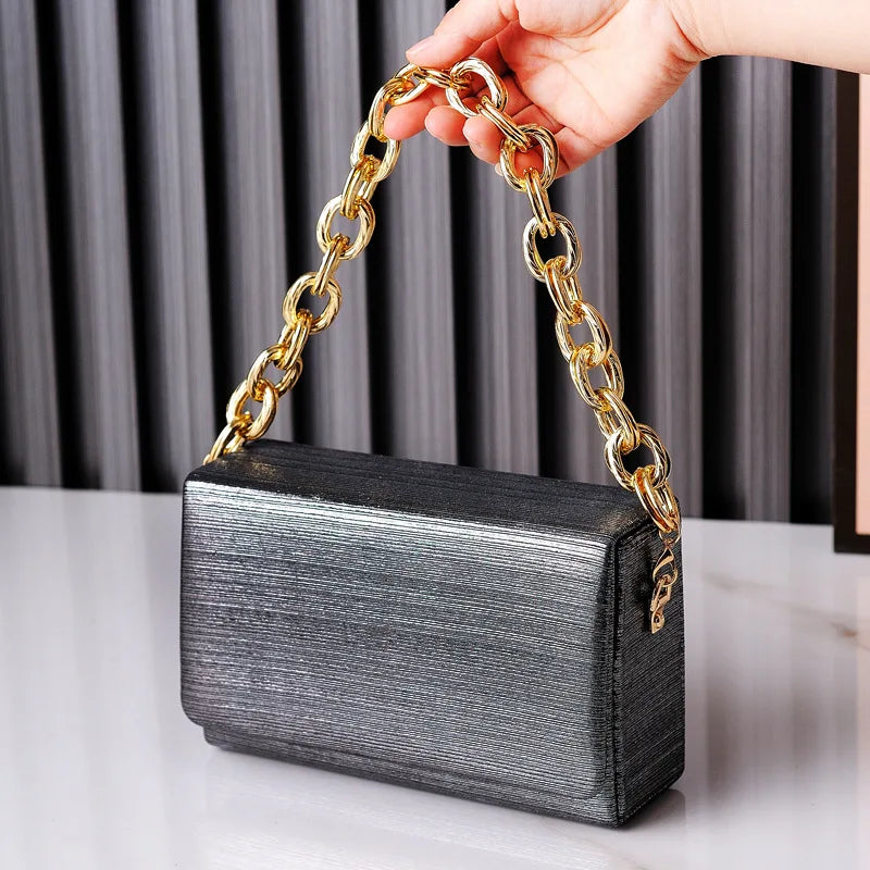 European and American Fashion Simple Evening Bag Dress Party Bride Bag Yellow Small Square Bag Chaozhou Factory Cro