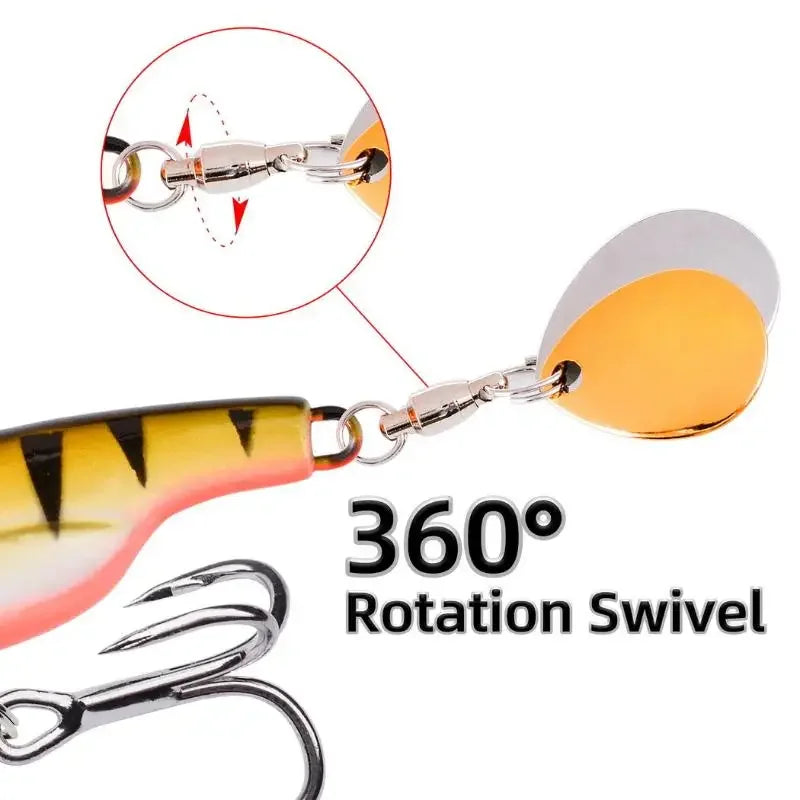 1Pc 5g 8g 11g 14g 17g 20g Spinner Bait Metal VIB Fishing Lure Rotating Tail Vibration Sequins Wobbler Trolling Bait Fishing