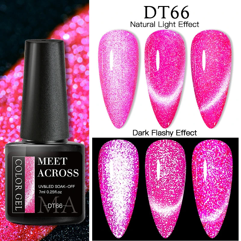 9D Reflective Magnetic Gel Nail Polish 7ml Shiny Glitter Cat Eye Nail Gel Varnishes Semi Permanent Soak Off UV Gel Nail Art
