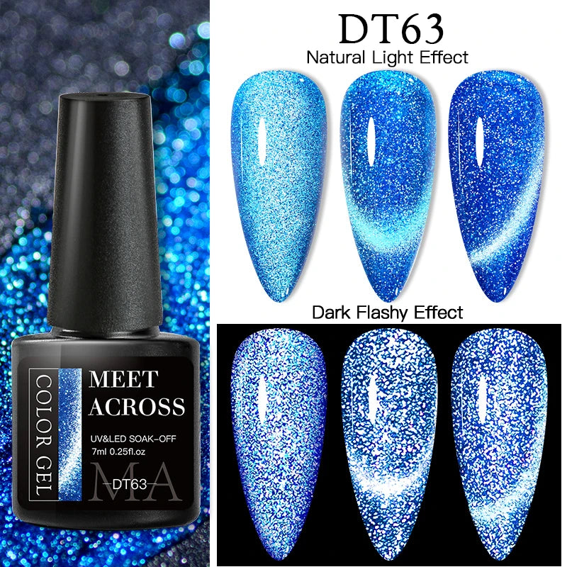 9D Reflective Magnetic Gel Nail Polish 7ml Shiny Glitter Cat Eye Nail Gel Varnishes Semi Permanent Soak Off UV Gel Nail Art
