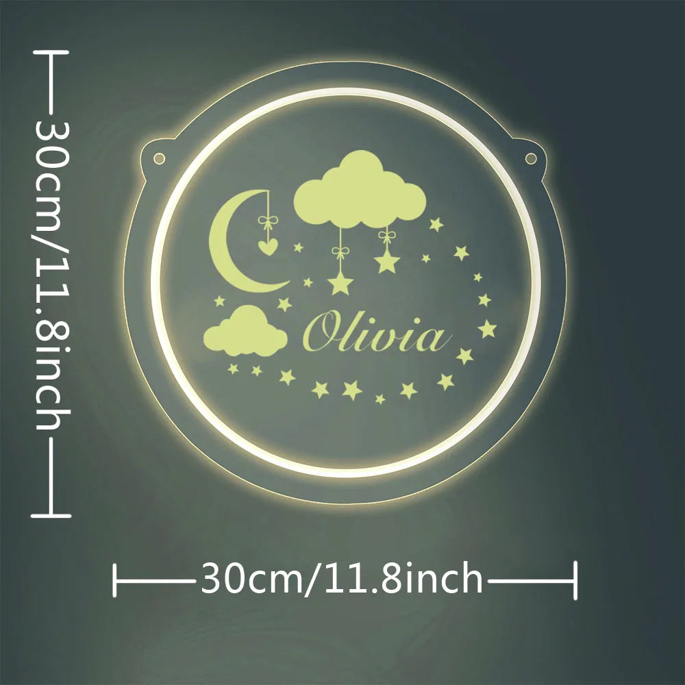 1 Pc of Cute Custom Name Acrylic Neon Sign Combination of Stars and Moon Clouds, USB Power Supply, Three Levels of Brightness