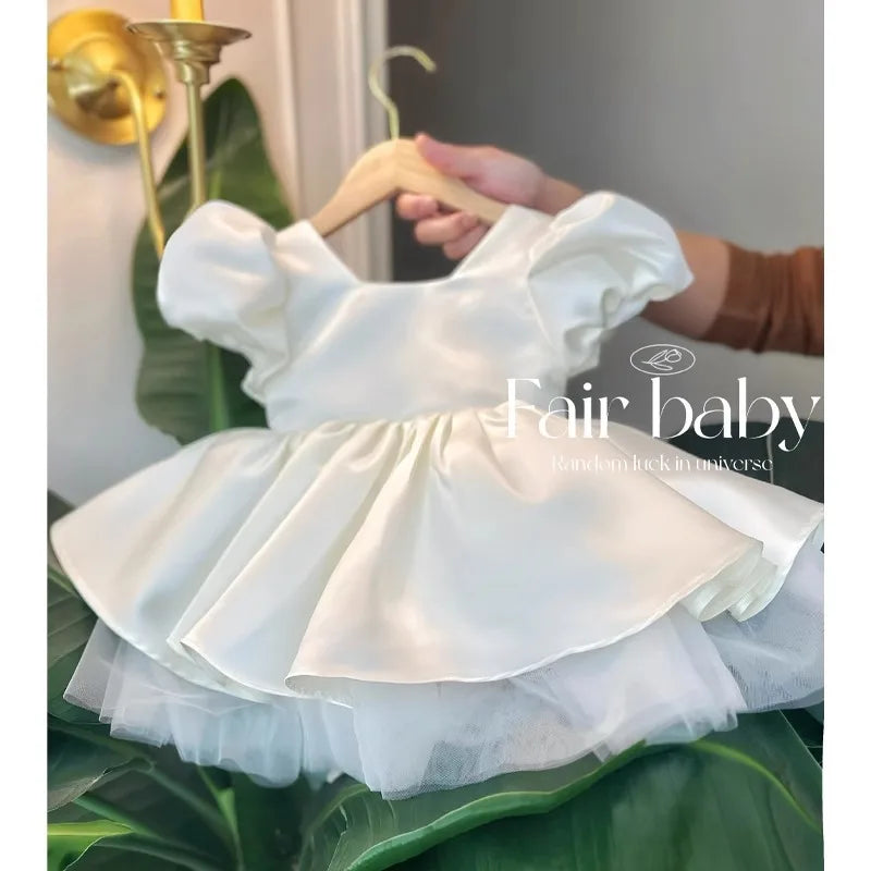 Girl Wedding Dress kids Princess clothes High-end Light Luxury 4-6Y