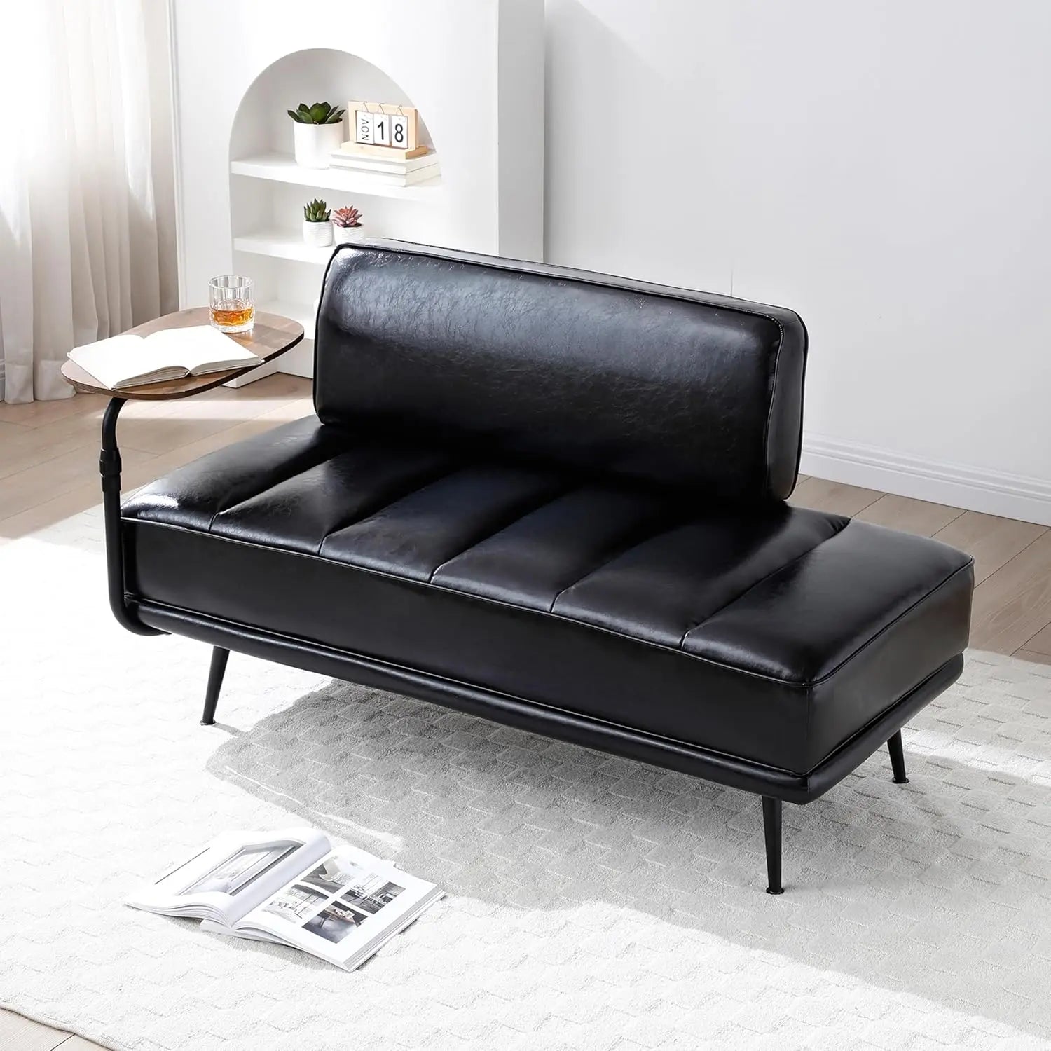 PU Leather Bedroom Ottoman Bench 53.2" Long Ottoman Benches for Living Room Bed End Rectangular Window Entryway Bench