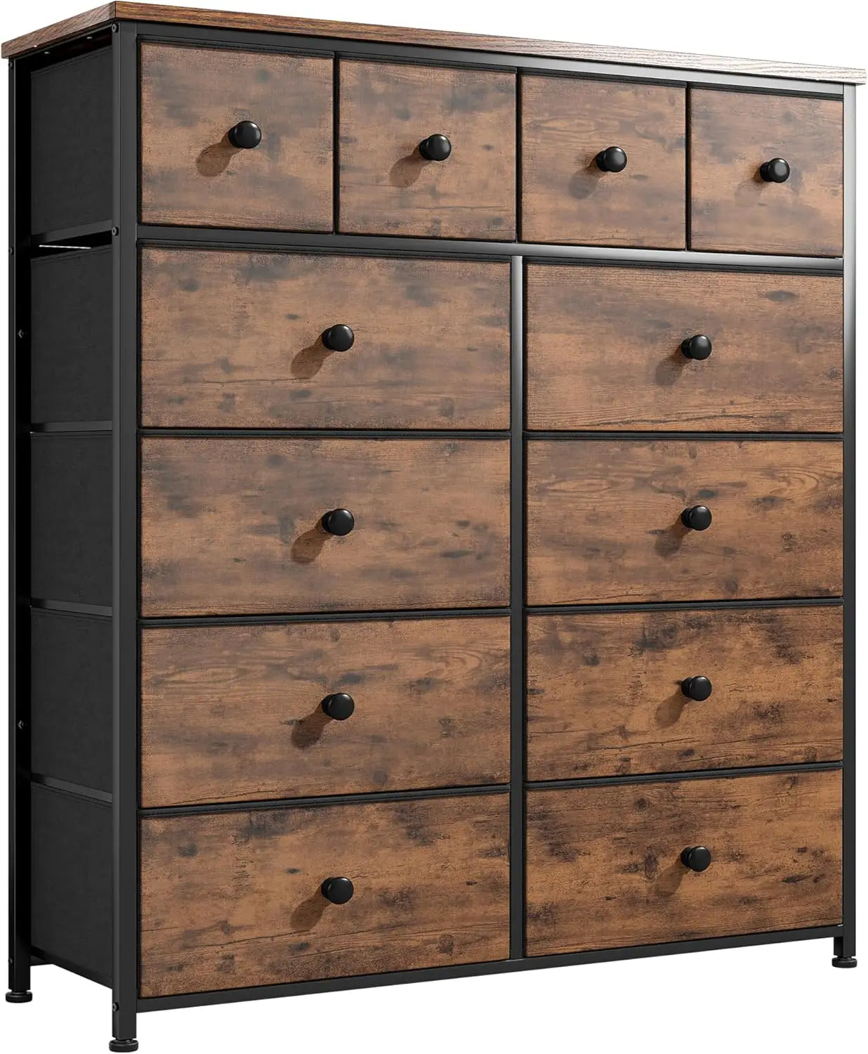 Dresser for Bedroom Tall Dressers for Bedroom Fabric Dressers & Chest of Drawers with Sturdy Metal Frame, Wood Top