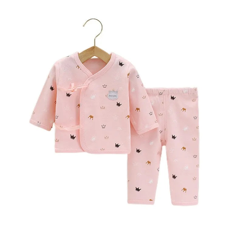 0-3months Newborn Baby Clothes Set Soft Cotton Cartoon Print Baby Underwear Baby Boy Set Autumn Unisex Baby Girls Clothes Set